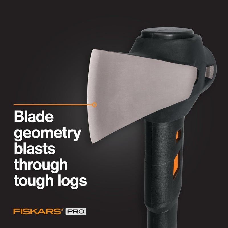 Fiskars فأس برو إيزوكور للتقسيم وفأس الفولاذ المقاوم للصدأ، فأس تقسيم الخشب، تقليل الصدمات إيزوكور ورأس فولاذي مطروق، 6 رطل، 36 بوصة، أسود/برتقالي - Image 1