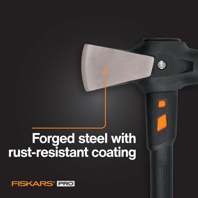 Fiskars فأس برو إيزوكور للتقسيم وفأس الفولاذ المقاوم للصدأ، فأس تقسيم الخشب، تقليل الصدمات إيزوكور ورأس فولاذي مطروق، 6 رطل، 36 بوصة، أسود/برتقالي - Image 3