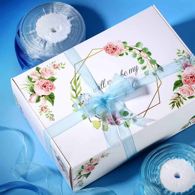 Shappy 6 Rolls Organza Ribbon Sheer Chiffon Ribbon Bulk for Gift Wrapping Decorating Valentine's Day Wedding Birthday Bouquet Garland(50 Yard Each Roll,Popular Color) - Image 5