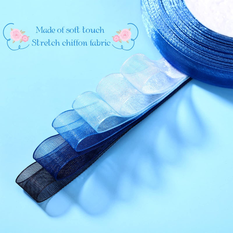 Shappy 6 Rolls Organza Ribbon Sheer Chiffon Ribbon Bulk for Gift Wrapping Decorating Valentine's Day Wedding Birthday Bouquet Garland(50 Yard Each Roll,Popular Color) - Image 3