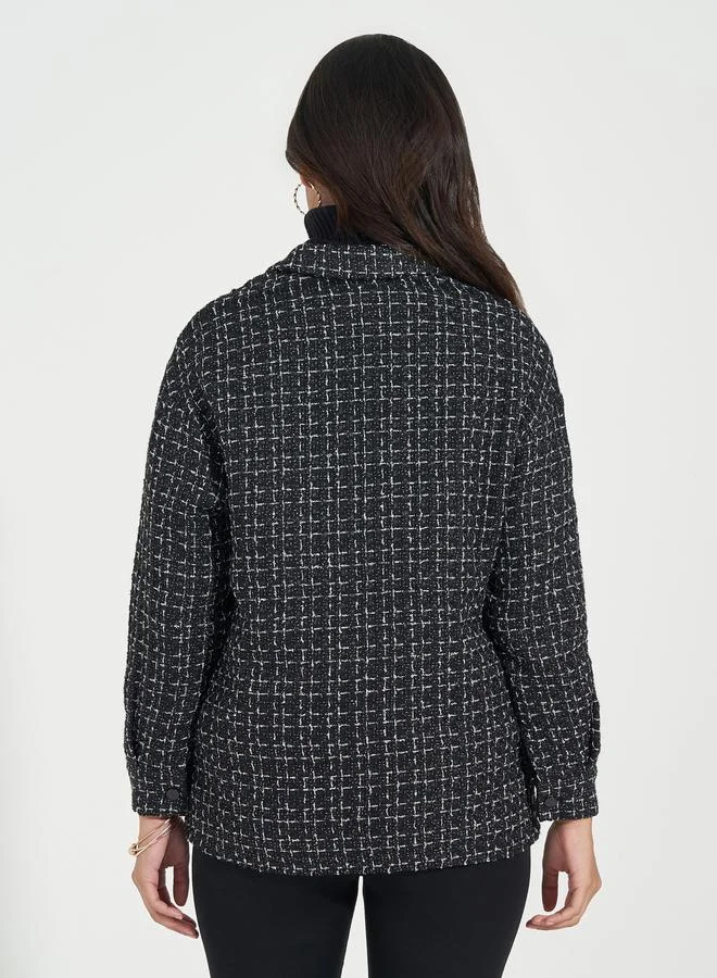 Styli Styli Oversized Longline Tweed Shacket