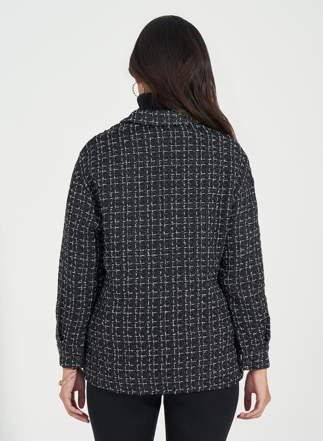 Styli Oversized Longline Tweed Shacket - Image 5