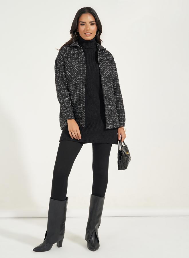 Styli Oversized Longline Tweed Shacket - Image 2