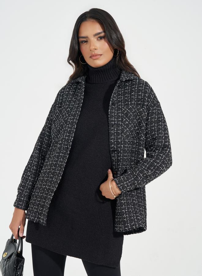 Styli Oversized Longline Tweed Shacket - Image 1