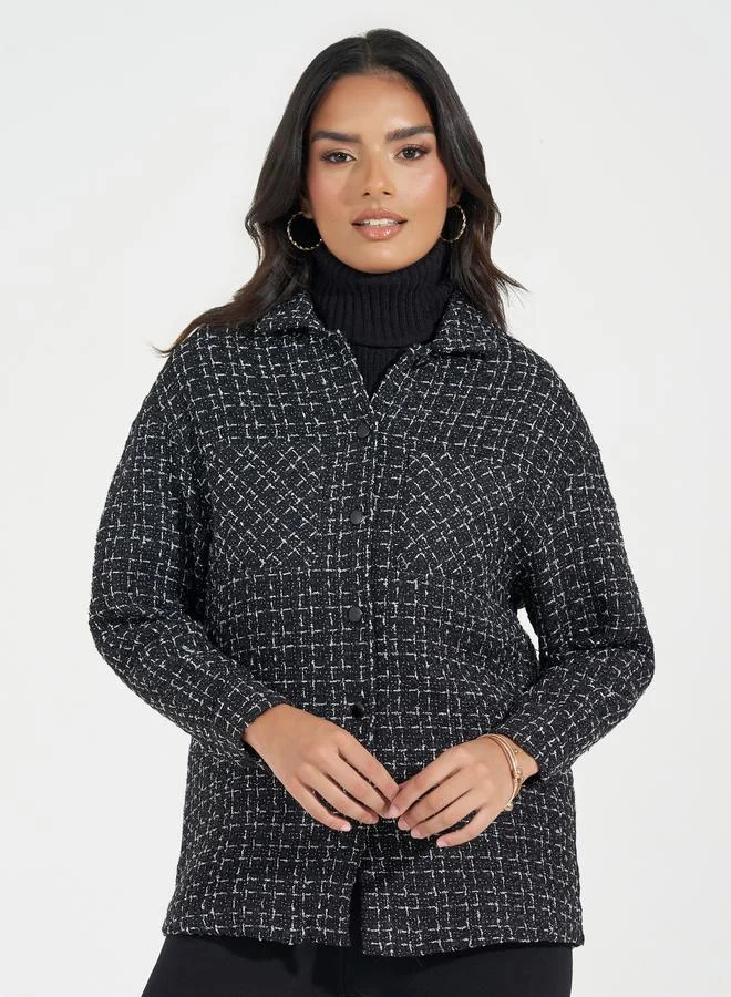 Styli Styli Oversized Longline Tweed Shacket