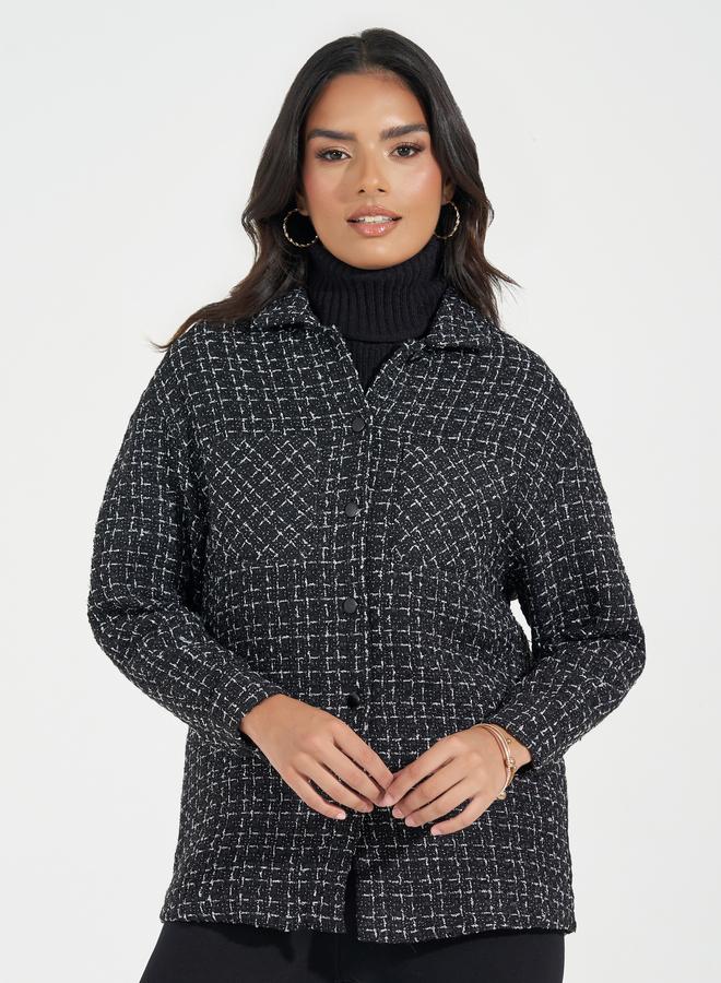 Styli Oversized Longline Tweed Shacket - Image 3