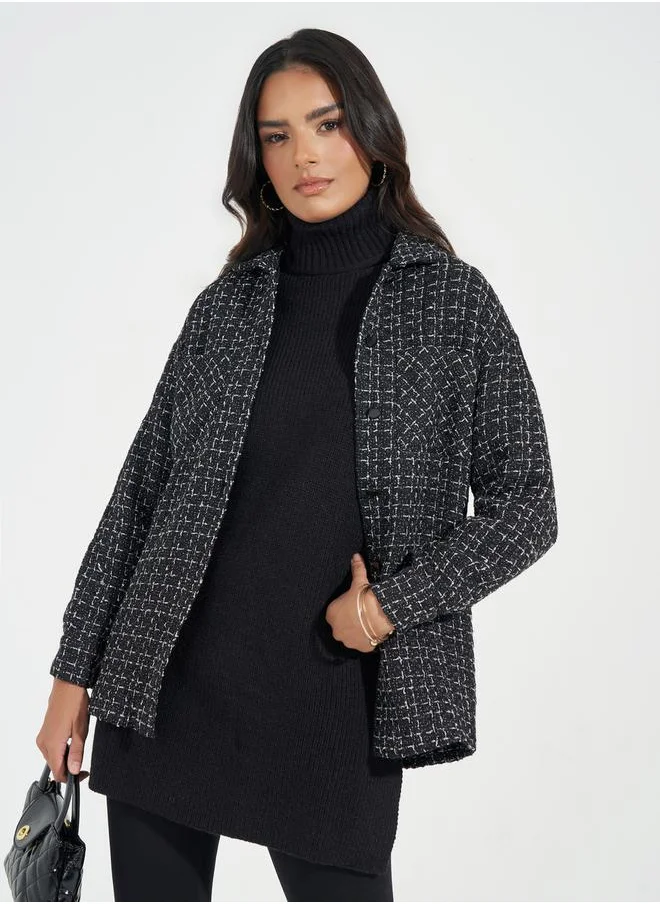 Styli Oversized Longline Tweed Shacket