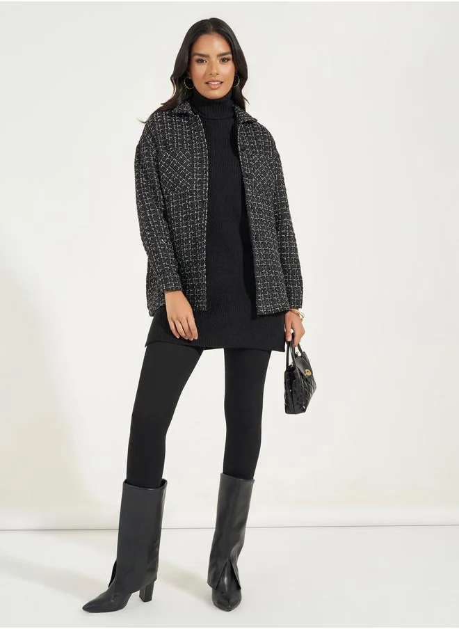 Styli Oversized Longline Tweed Shacket