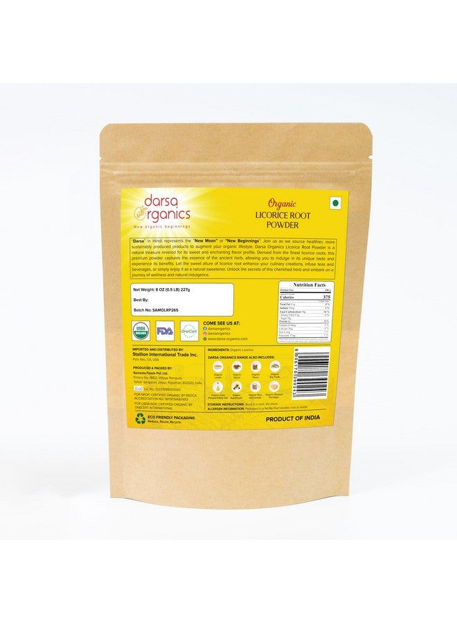 Darsa Organics Licorice Root Powder, 8 oz - Mulethi Organic for Traditional Medicinals Tea & Skin Care, Natural Sweetener & Digestive Aid, Gluten Free Licorice, USDA Certified, Non-GMO - Image 2
