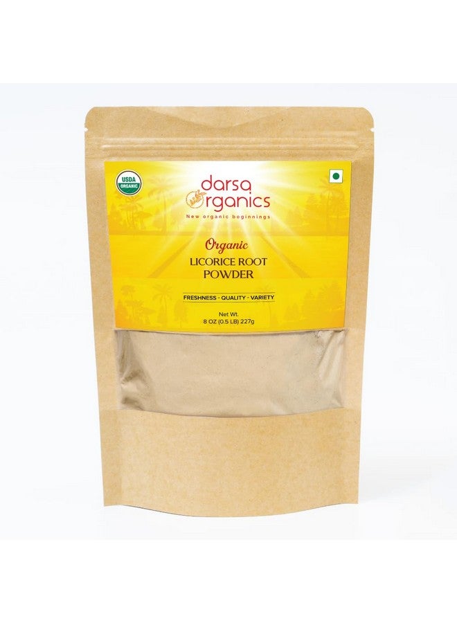 Darsa Organics Licorice Root Powder, 8 oz - Mulethi Organic for Traditional Medicinals Tea & Skin Care, Natural Sweetener & Digestive Aid, Gluten Free Licorice, USDA Certified, Non-GMO - Image 1
