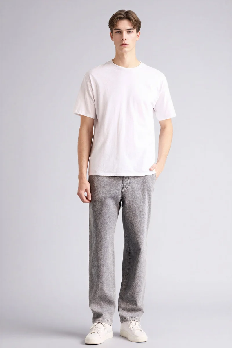 Soft Textured Wide Leg Jeans