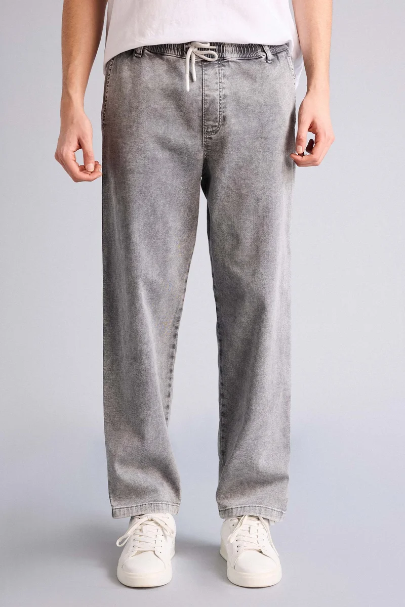 Defacto  Soft Textured Wide Leg Jeans for Men | Best Price UAE
