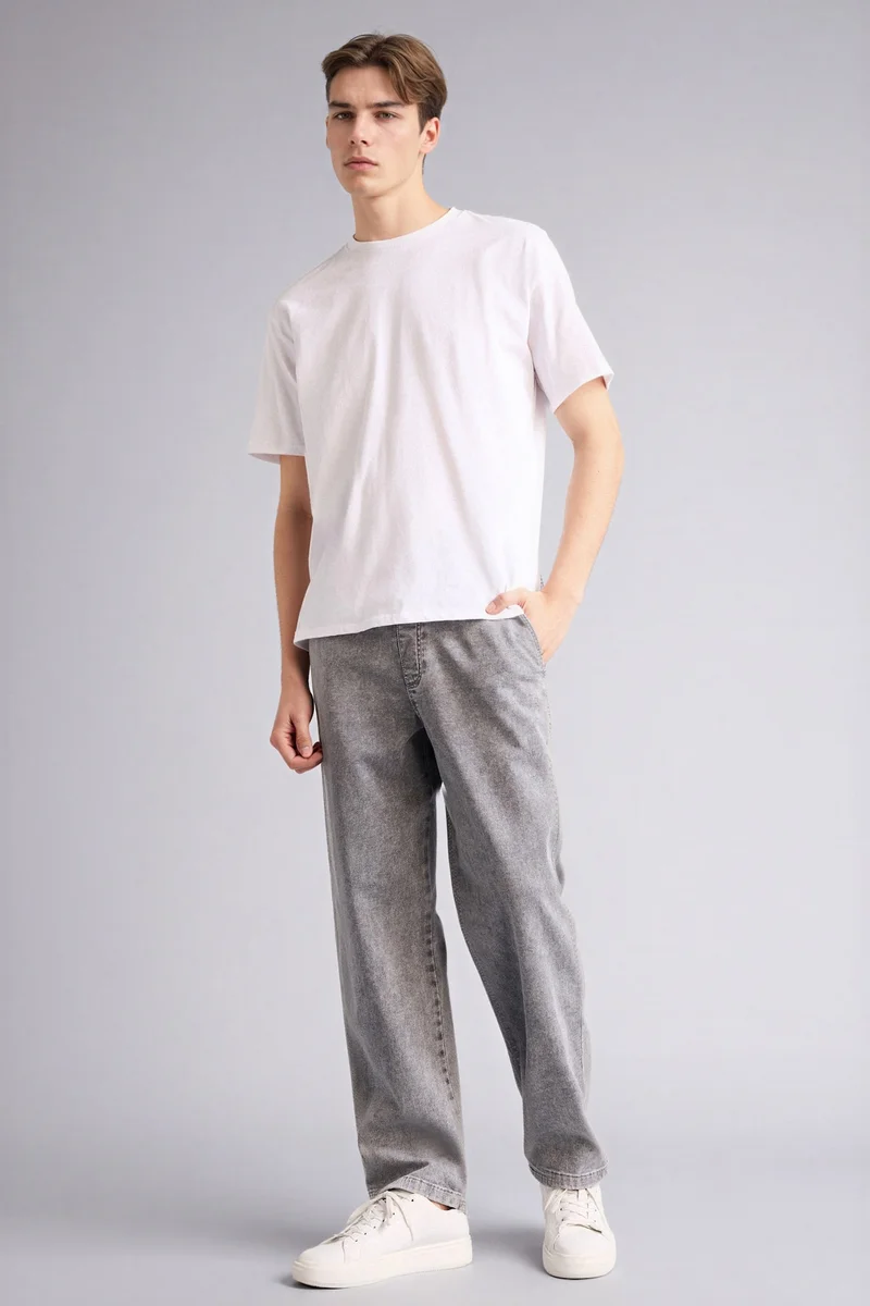 Defacto  Soft Textured Wide Leg Jeans for Men | Best Price UAE