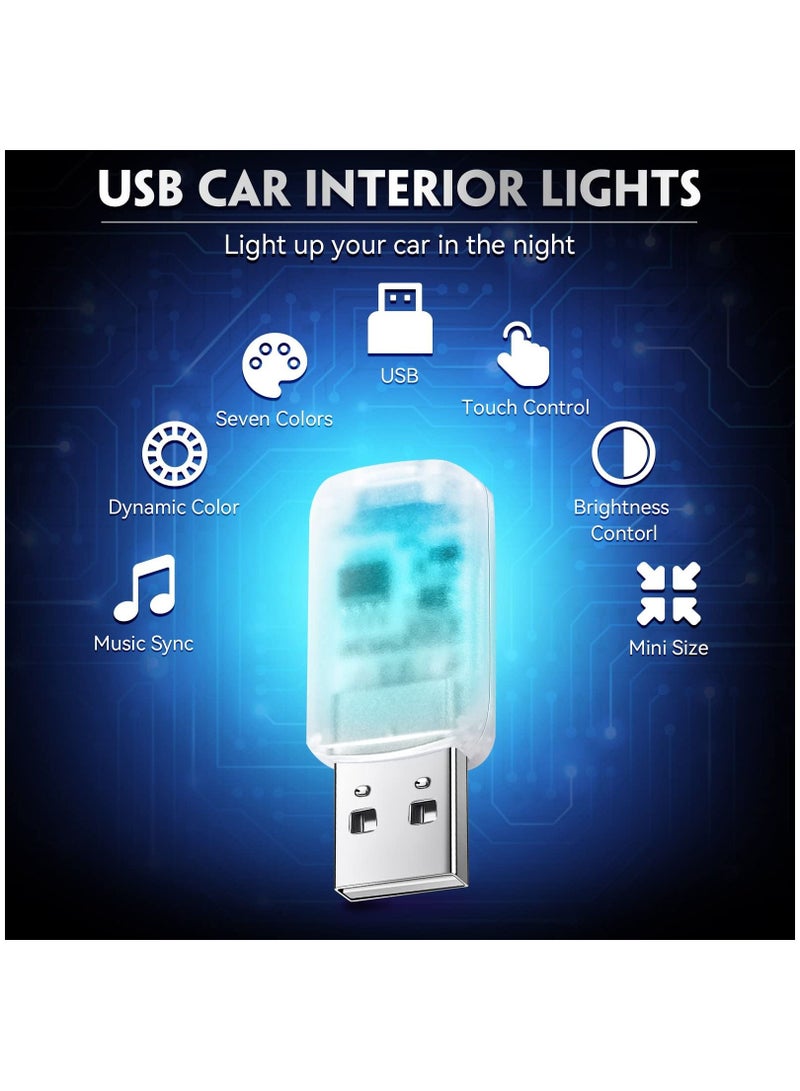 Y&D 4 Pieces Mini USB LED Light Car Atmosphere Light Interior Ambient Lighting Kit Universal Computer Wireless Decorative Lights Adjustable Brightness 7 Colors - Image 4