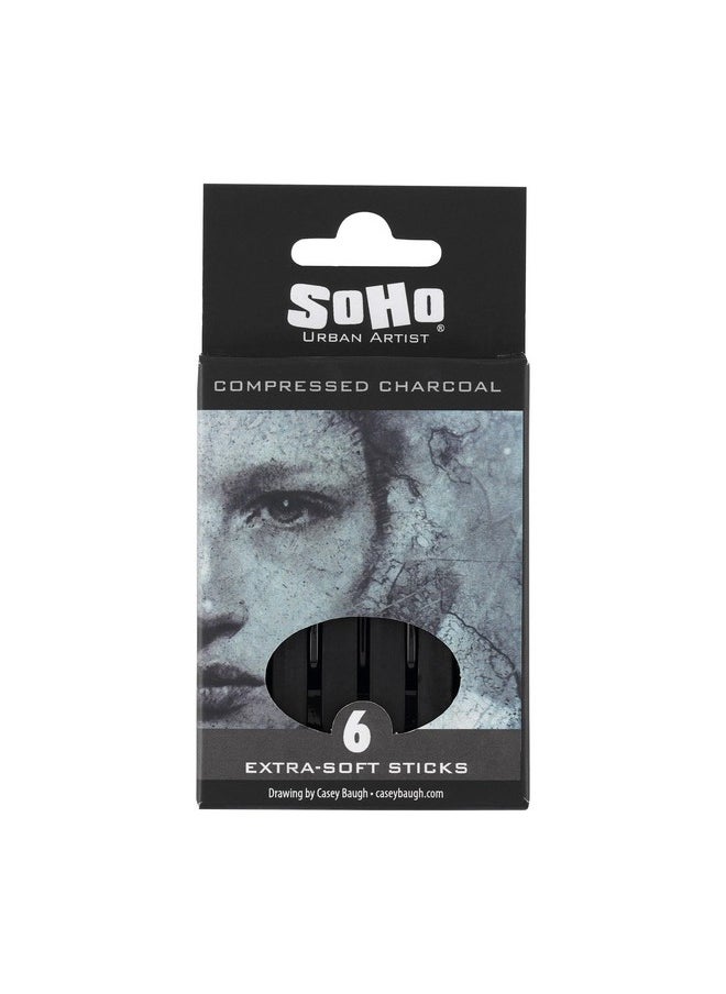 Soho Urban Artist Compressed Charcoal Drawing Charcoal For Artists Students Blending Live Figure Drawing & More! [Black 6 Pack]  - Image 1