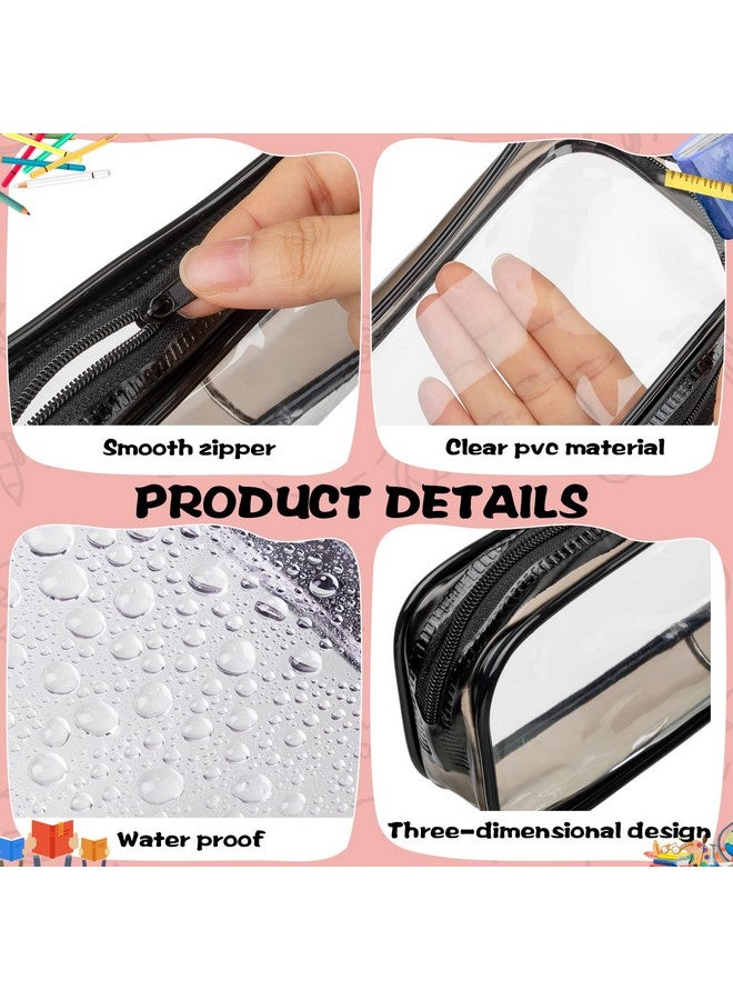 Fainne 50 Pcs Clear Pencil Pouch Clear Pencil Case Clear PVC Zipper Pencil Bag Large Travel Toiletries Bag Makeup Bags Capacity Pencil Bag for Office Stationery(Black, White) - Image 3