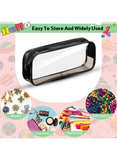 Fainne Fainne 50 Pcs Clear Pencil Pouch Clear Pencil Case Clear PVC Zipper Pencil Bag Large Travel Toiletries Bag Makeup Bags Capacity Pencil Bag for Office Stationery(Black, White)  - Image 4