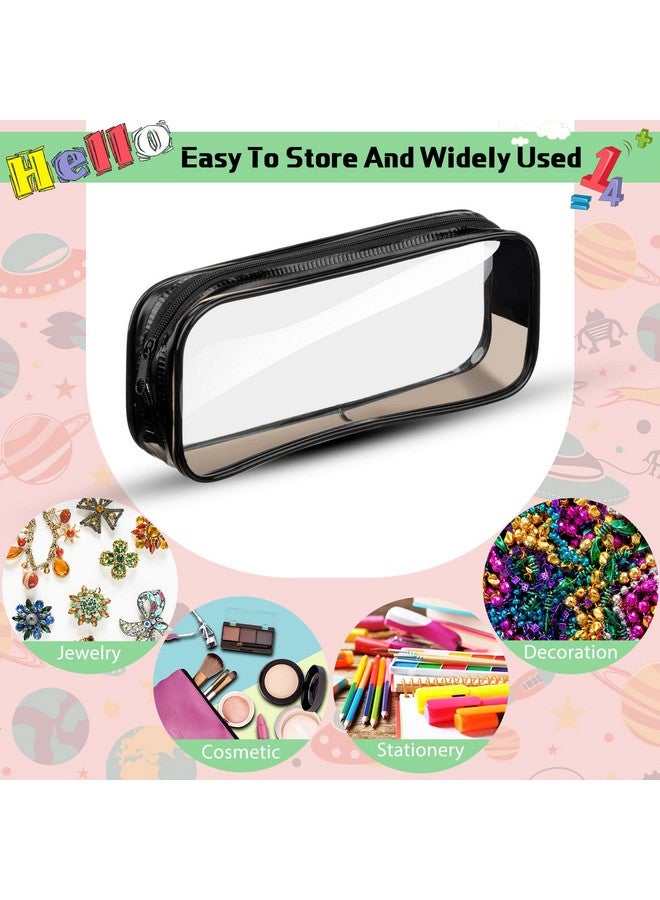 Fainne 50 Pcs Clear Pencil Pouch Clear Pencil Case Clear PVC Zipper Pencil Bag Large Travel Toiletries Bag Makeup Bags Capacity Pencil Bag for Office Stationery(Black, White) - Image 4