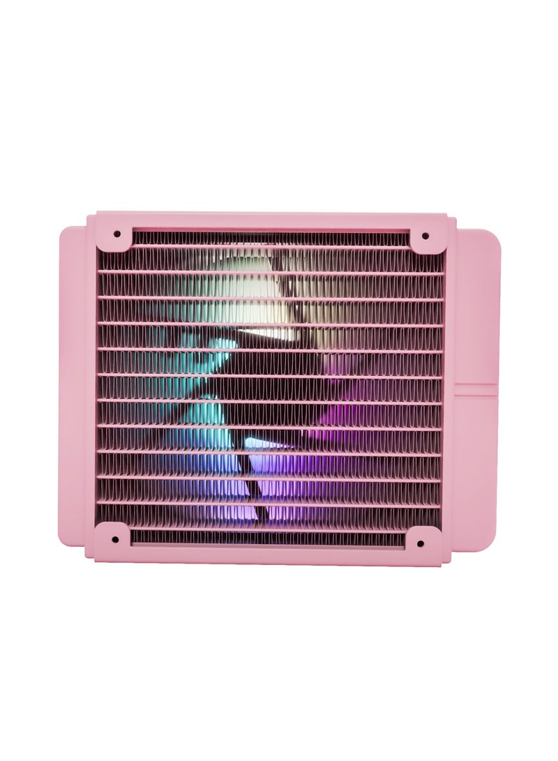 Twister DX120 مبرد وحدة المعالجة المركزية السائل، أداء عالٍ، هيكل من الألومنيوم، ضوضاء منخفضة، متوافق مع INTEL 115x وAMD AM4، 40,000 ساعة MTTF، وردي - Image 5