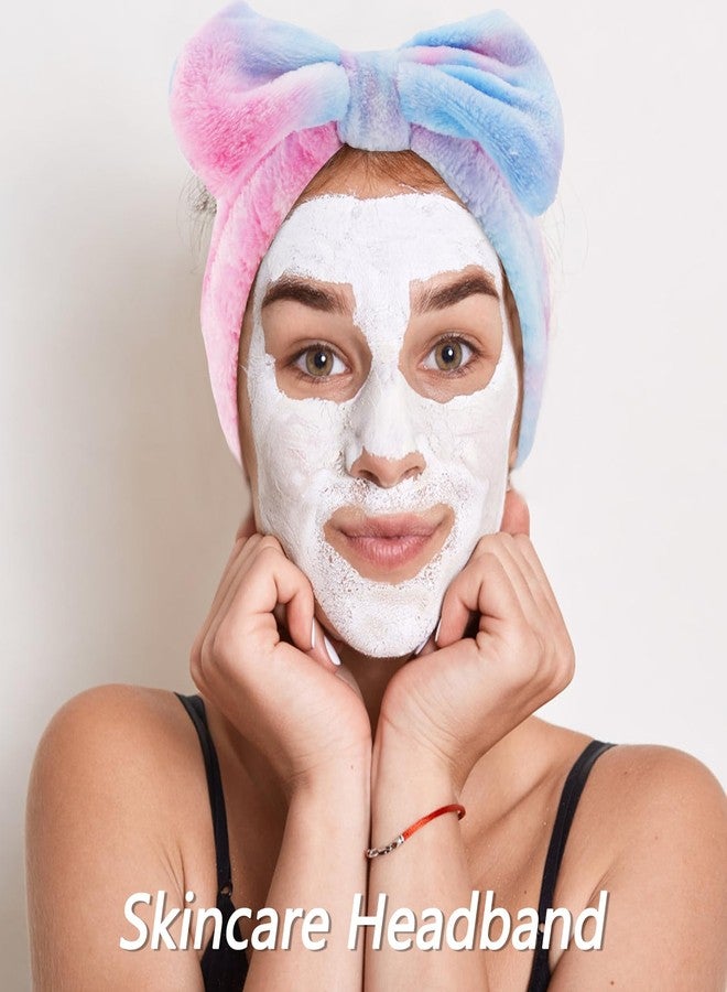 VELSCRUN Spa Headbands for Wash Face, Makeup Headband, Facial Skincare Headbands, 5 Pcs Purple Colourful Puffy Sponge Spa Headband Bow Tie Hair Band Hair Clips Wristband Set Women Girls Accessories - Image 4