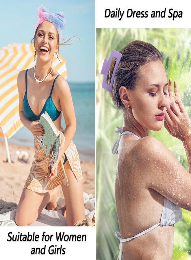 VELSCRUN Spa Headbands for Wash Face, Makeup Headband, Facial Skincare Headbands, 5 Pcs Purple Colourful Puffy Sponge Spa Headband Bow Tie Hair Band Hair Clips Wristband Set Women Girls Accessories - Image 5