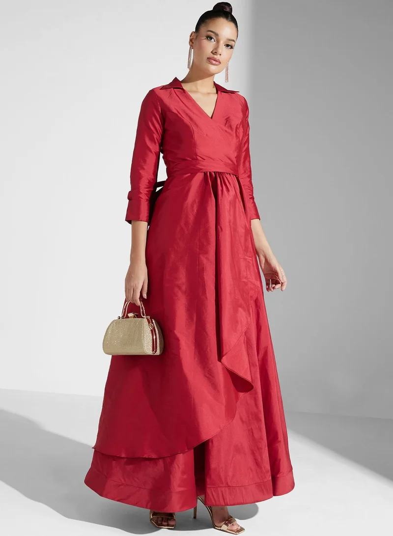 Iyra Satin Wrap Maxi Dress