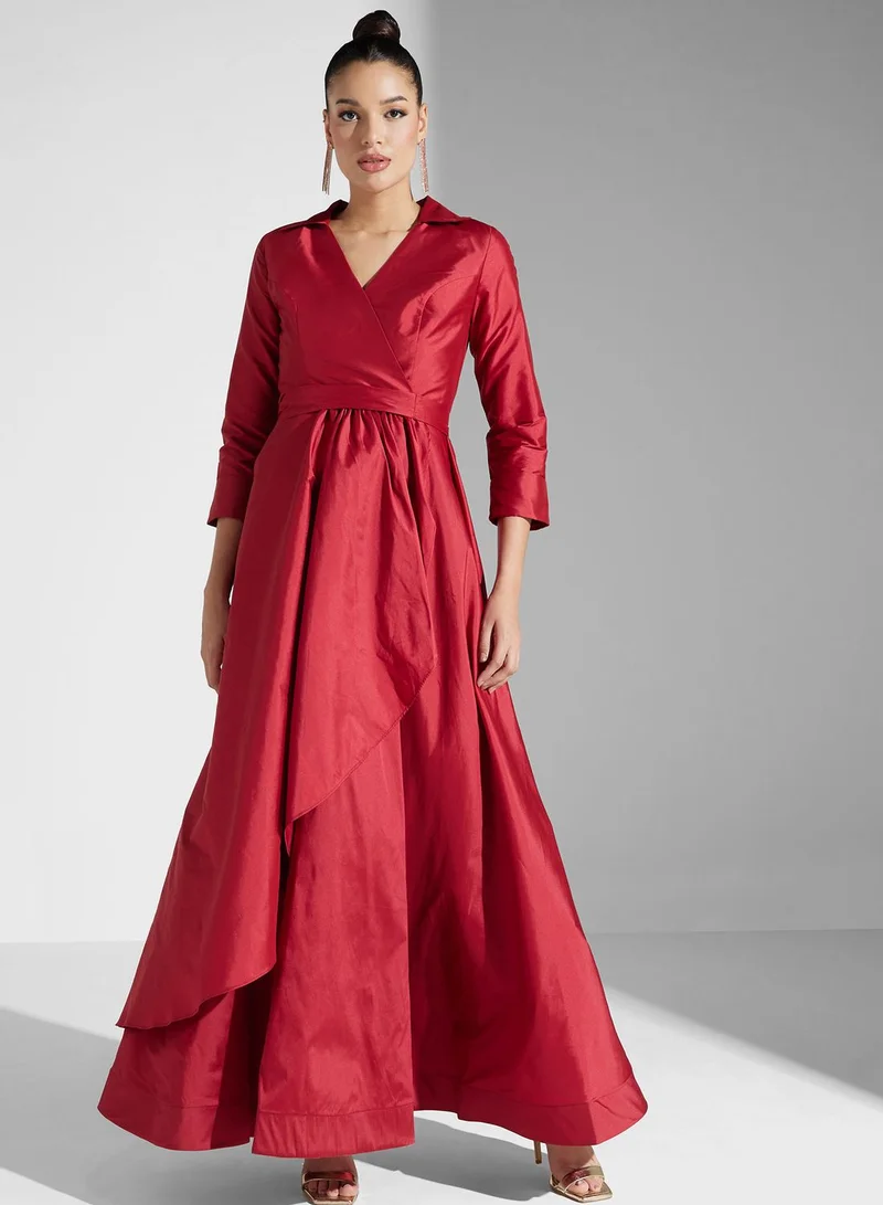 Iyra Satin Wrap Maxi Dress