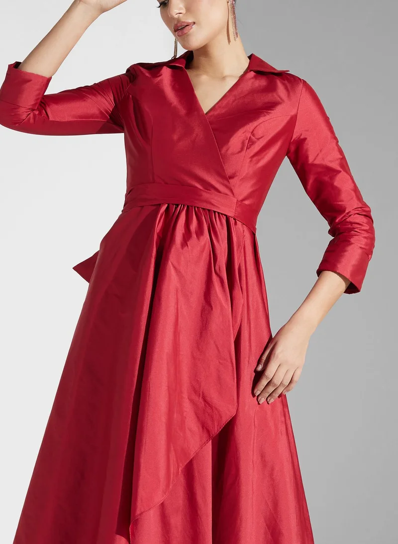 Iyra Satin Wrap Maxi Dress