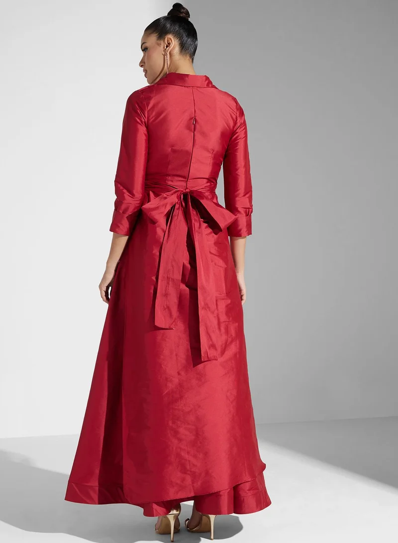 Iyra Satin Wrap Maxi Dress