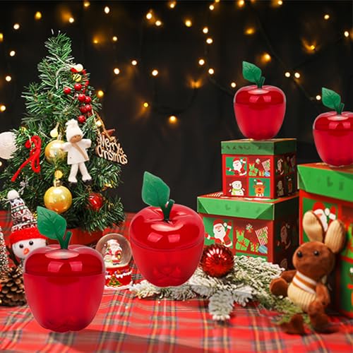 HANZE Large Red Apple Container, Apple Shaped Candy Toy Jar, Back To School, Teacher Appreciation Gift, Party Ornaments, Christmas Decorations- 4 Pack - Image 2