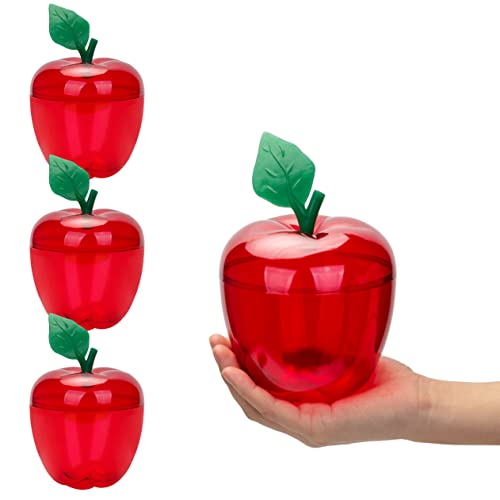 HANZE Large Red Apple Container, Apple Shaped Candy Toy Jar, Back To School, Teacher Appreciation Gift, Party Ornaments, Christmas Decorations- 4 Pack - Image 1