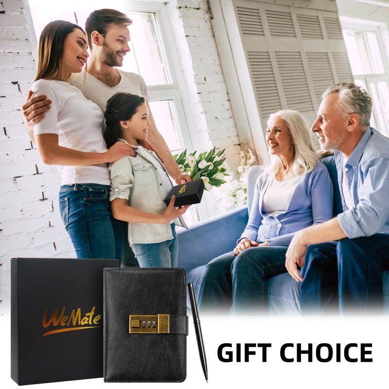 WEMATE Journal with Lock, Diary with Lock, Password Notebook, Pen & Gift Box - Perfect for Men and Women - 4.3X 6.18in Black Keep Your Secrets Safe - Image 5
