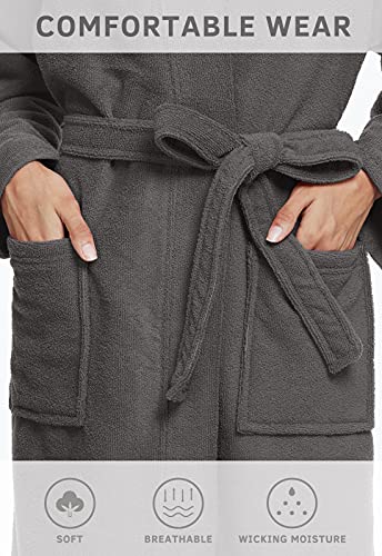 Orrpally Women Kimono Robes Lightweight Terry Cloth Bathrobe Knee Length Bath Robe Grey XL - Image 4