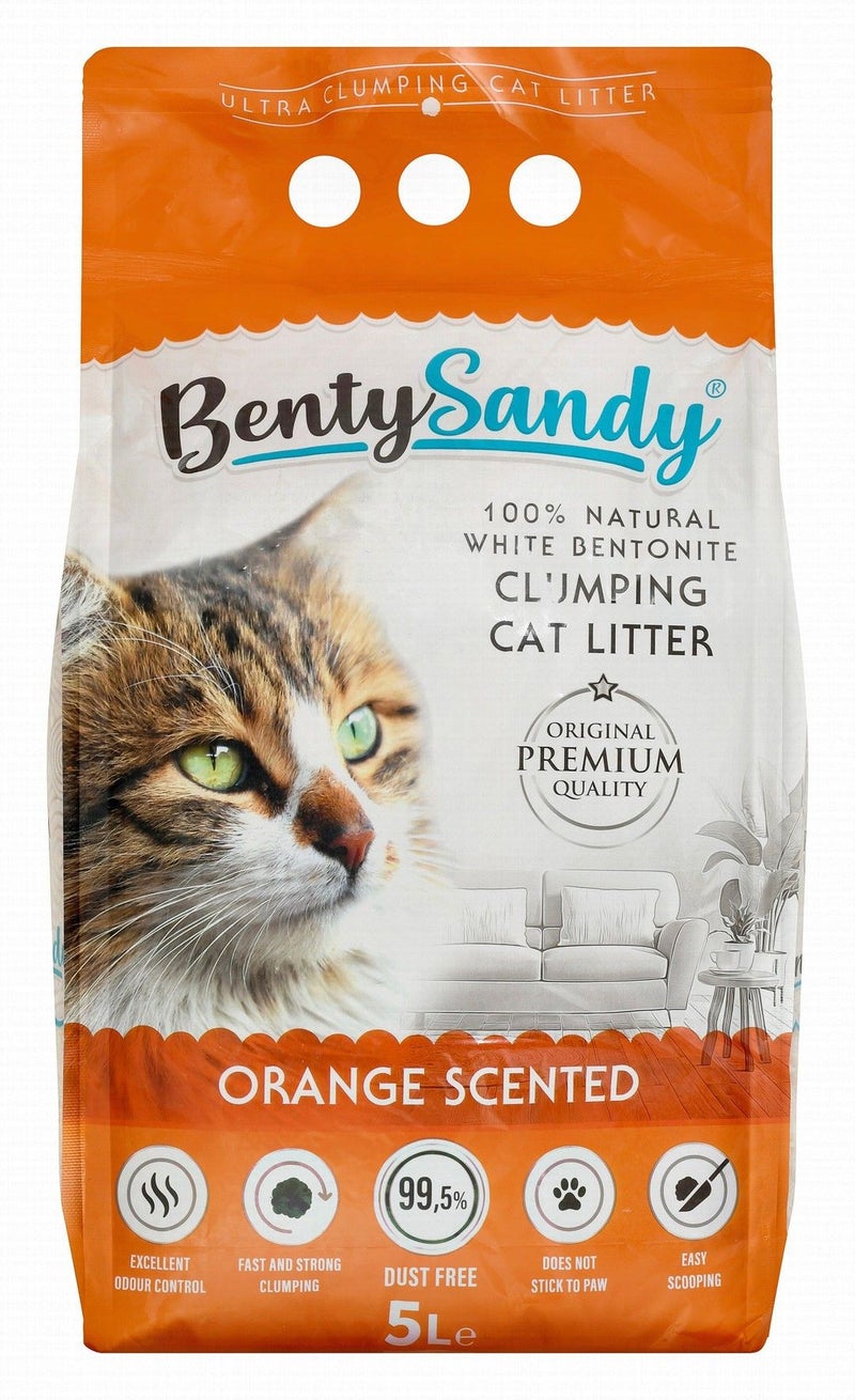 بينتي ساندي فرش لفضلات القطط برائحة البرتقال من Benty Sandy - 5 L - Image 1