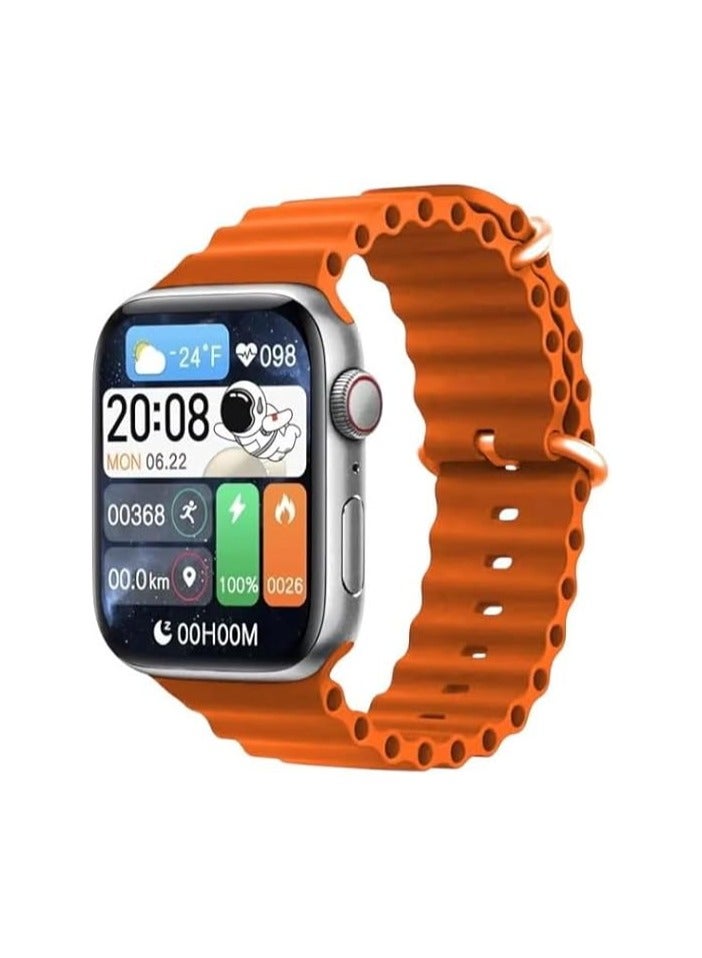 W&O Smart Watch X9 Pro 2 (X9 pro 2) - Calls - NFC - Bluetooth - Support Arabic & English Languages - With Wireless Charging (Orange) - Image 1