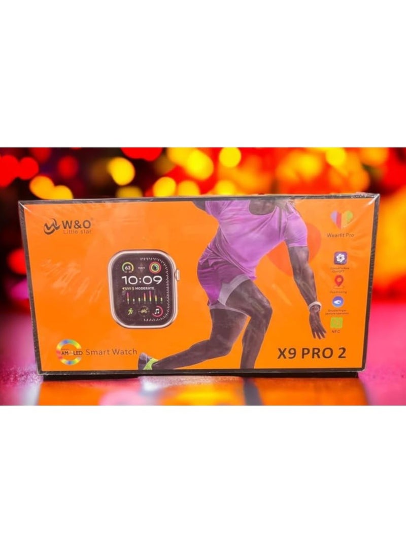 W&O Smart Watch X9 Pro 2 (X9 pro 2) - Calls - NFC - Bluetooth - Support Arabic & English Languages - With Wireless Charging (Orange) - Image 3