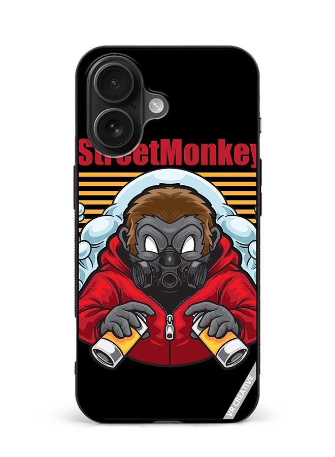 Protective Case Cover For Apple iPhone 16 Plus Street Monkey Design Multicolour