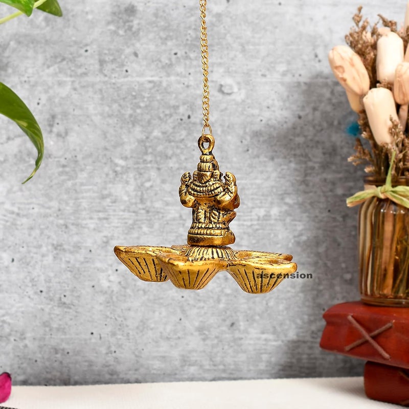 ascension Ganesha Brass Hanging Diya for Home Decor 3 Inches Ganesha Diya 6 Inches Chain Length Hanging Diya for Home Decor Temple Decor - Image 3