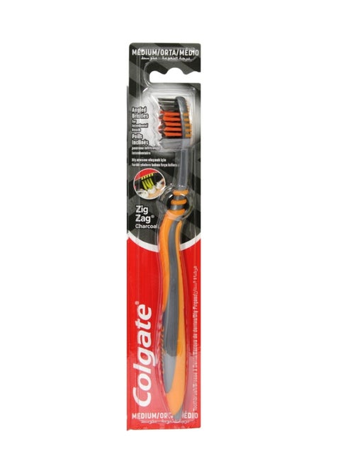 Zigzag Charcoal Toothbrush Multicolor Medium