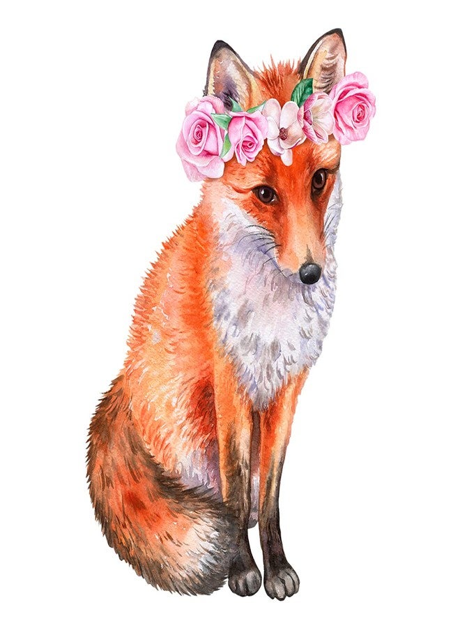 WOYINIS Watercolor 3D Fox Wall Sticker Fox Wall Decals 16" × 24" Cute with Rose Flower Wreath Wall Decal Art Decor Stickers for Kids Room Playroom Baby Nursery Living Room Wall Murals - Image 3