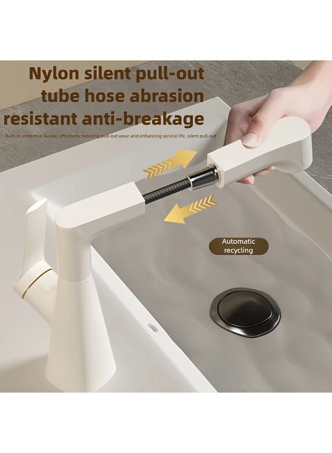 Modern Single Hole Kitchen Faucet With Pull Down Sprayer 360 Swivel Spout Silvery - Image 3