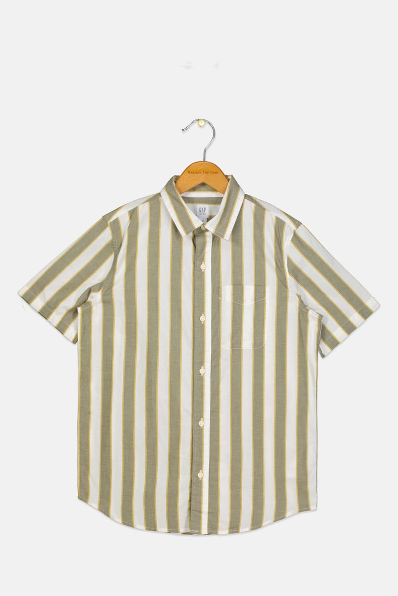 GAP Kids Boy Yarn Dye Short Sleeves Casual Shirt, Multicolor - Image 1