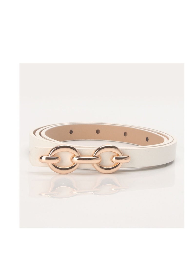 Loquat Women's Belt Alloy Buckle Versatile Dress West Decorative Niche Jeans Pu Leather 105cm Beige