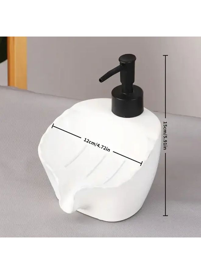 1pc White Ceramic Hand Soap Dispenser Bottle With Pump Modern Bathroom Decor Non Slip Base Easy Clean Surface For Home Hotel Office Spa Durable Construction - Image 3