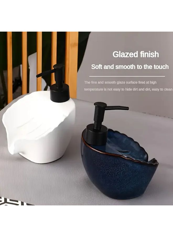 1pc White Ceramic Hand Soap Dispenser Bottle With Pump Modern Bathroom Decor Non Slip Base Easy Clean Surface For Home Hotel Office Spa Durable Construction - Image 1