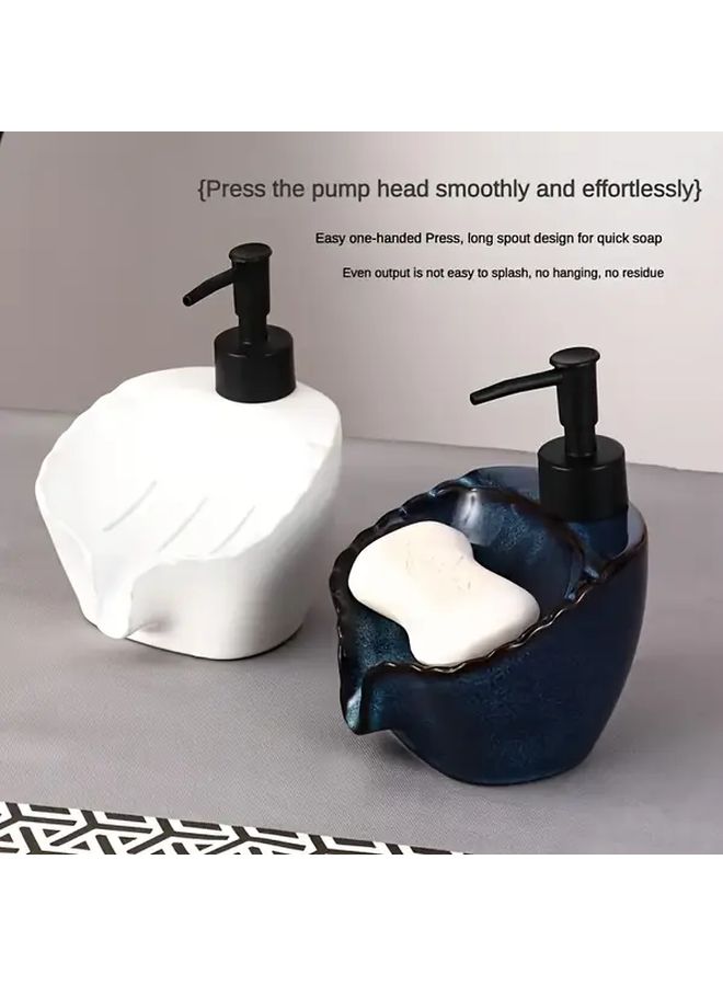 1pc White Ceramic Hand Soap Dispenser Bottle With Pump Modern Bathroom Decor Non Slip Base Easy Clean Surface For Home Hotel Office Spa Durable Construction - Image 5