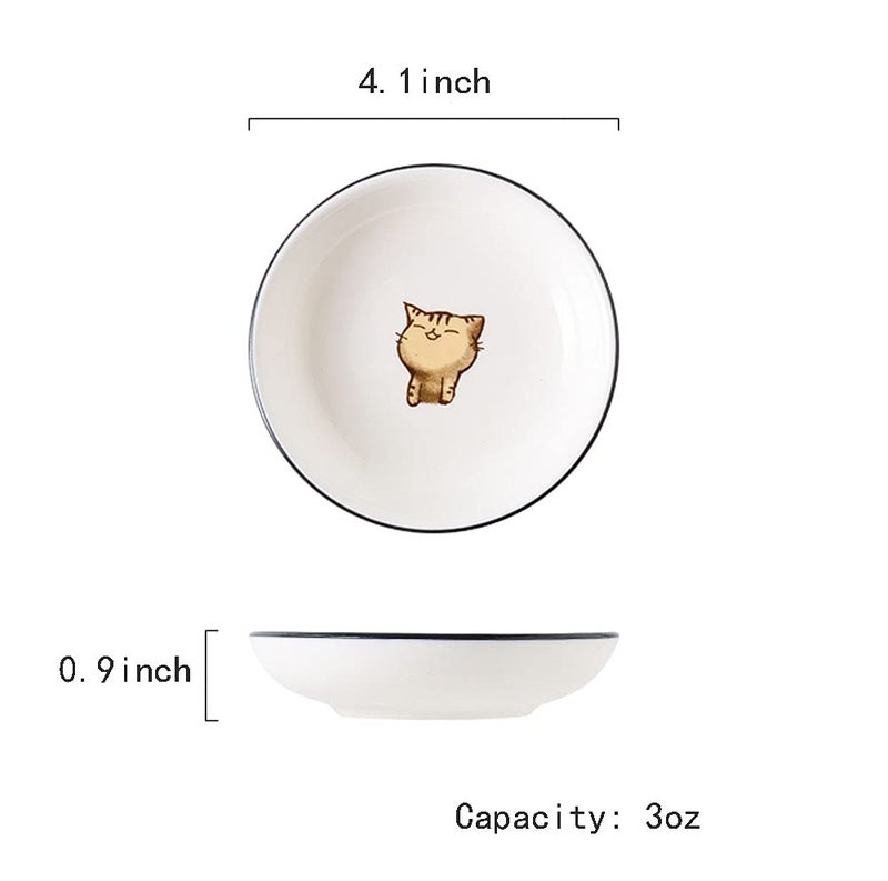 FUYU 6pcs Cute Cat Multipurpose Ceramic Sauce Dish Seasoning Dishes Sushi Dipping Bowl Appetizer Plates - Image 2