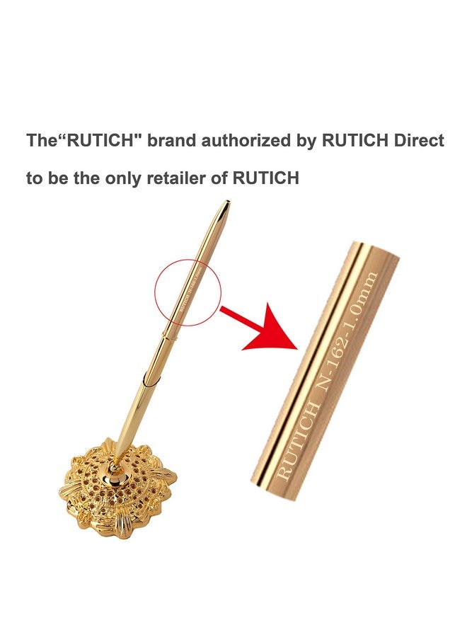 RUTICH Hollow Round Pen Holder Signing Pen Set For Wedding Bridal Golden - Image 5