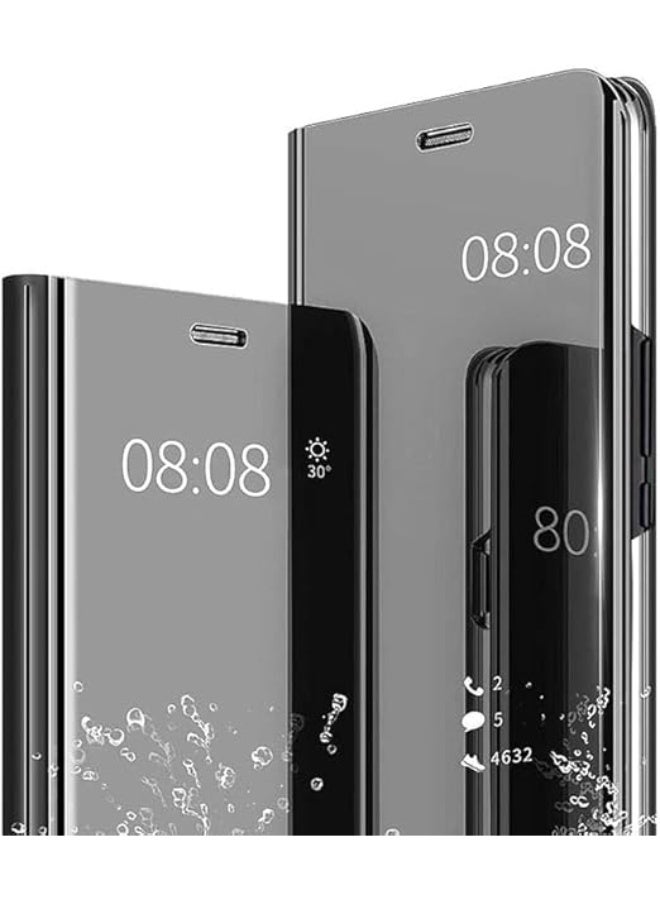 Case for Iphone 13 Pro Max, Luxury Mirror Flip Mobile Phone Case, Shockproof Leather Transparent Protective Case with Stand Function, Clear View Mirror Case Cover (Black) - Image 1