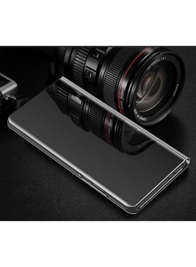 Case for Iphone 13 Pro Max, Luxury Mirror Flip Mobile Phone Case, Shockproof Leather Transparent Protective Case with Stand Function, Clear View Mirror Case Cover (Black) - Image 3